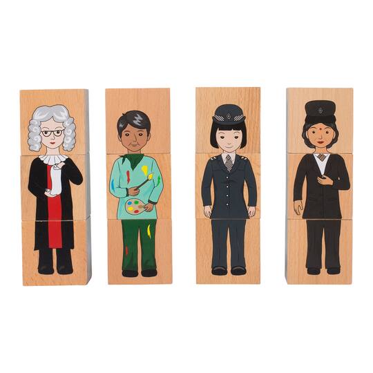 The Freckled Frog 2" Career Mix 'N' Match Wooden Blocks Set